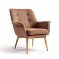 Fauteuil en tissu beige avec pieds en bois naturel dimensions 75 x 70 x 85cm