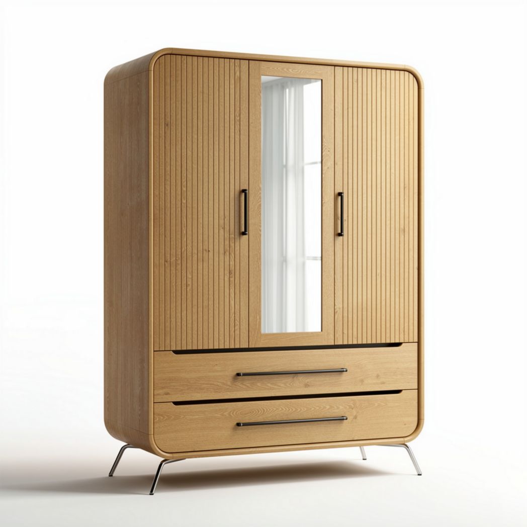 Armoire en bois avec miroir et tiroirs dimensions 180 x 100 x 45cm