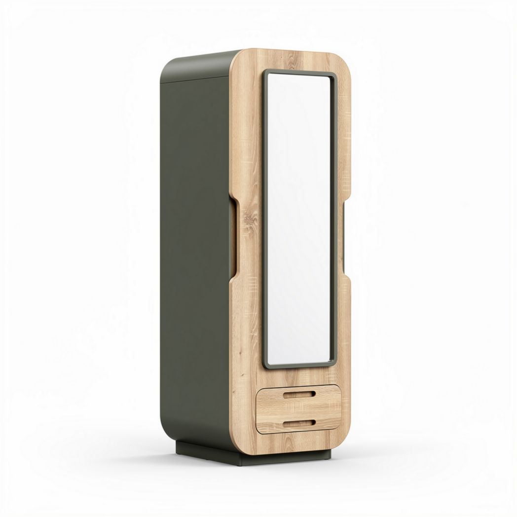 Armoire de rangement en bois et métal avec miroir 40 x 30 x 160cm