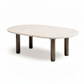 Table basse ovale en marbre blanc et pieds en métal noir 120 x 80 x 45cm