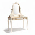 Coiffeuse classique en bois avec miroir et tiroirs dimensions 100 x 40 x 75cm blanc antique