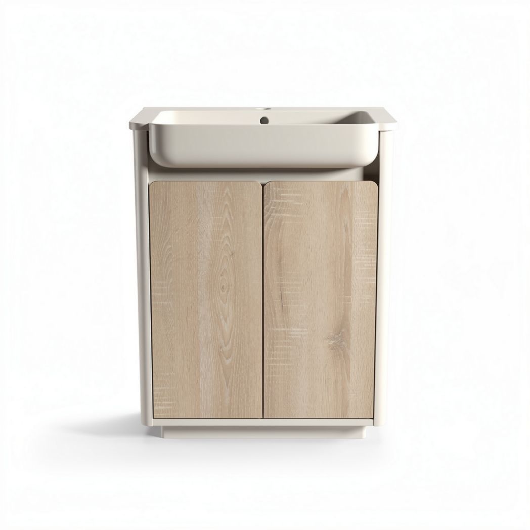 Meuble sous lavabo en bois avec porte plan de travail 60 x 40 x 85cm