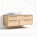 Meuble sous vasque suspendu en bois avec lavabo blanc 120 x 50 x 40cm