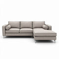 Canapé d'angle en tissu gris clair avec méridienne 210 x 90 x 85cm