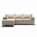 Canapé d'angle en tissu beige avec coussins déhoussables 230 x 90 x 85cm
