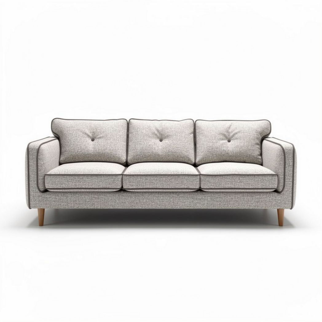 Canapé gris en tissu avec coussins moelleux dimensions 200 x 90 x 85cm