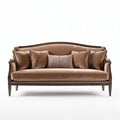 Canapé en velours marron avec coussins dimensions 200 x 90 x 80cm