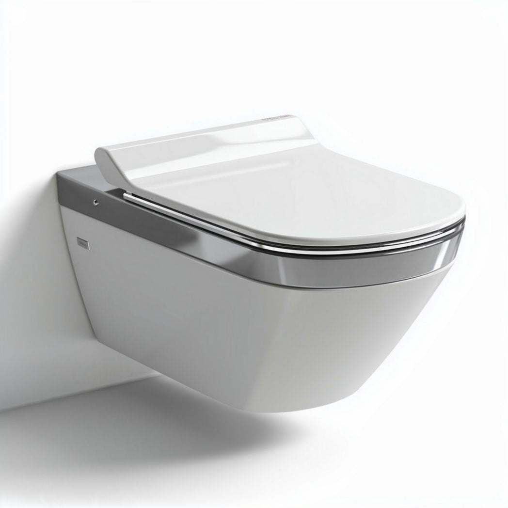 Toilette suspendue en céramique blanche avec abattant en inox 60 x 36 x 40cm